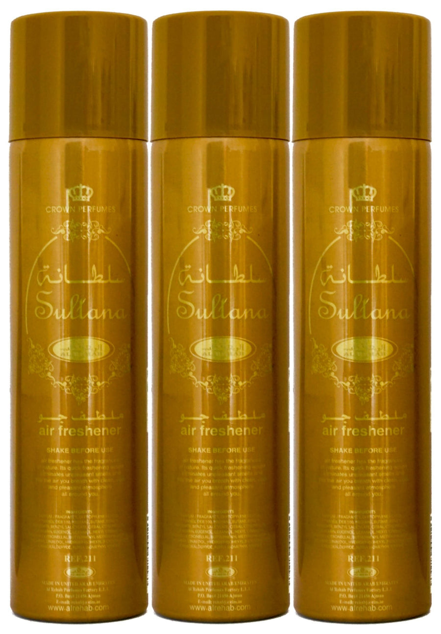 3x300ml Sultana Crown Perfumes Air Freshener By Al Rehab