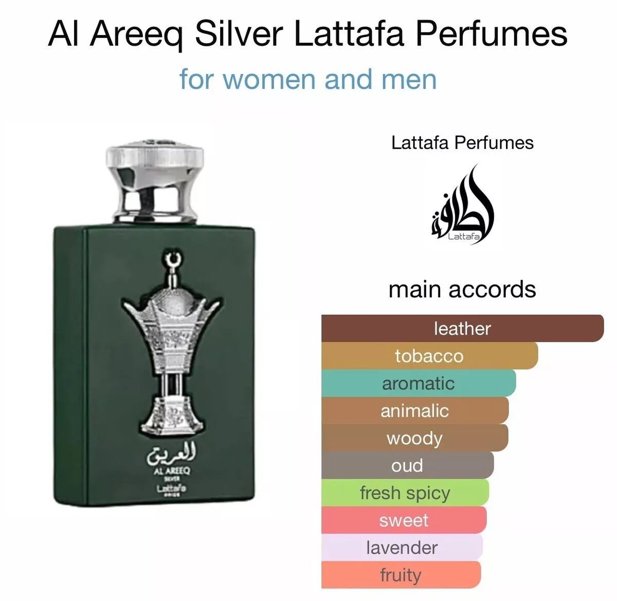Al Areeq Silver by Lattafa Pride Fruity Floral Tobacco Leather Wood 100ml EDP
