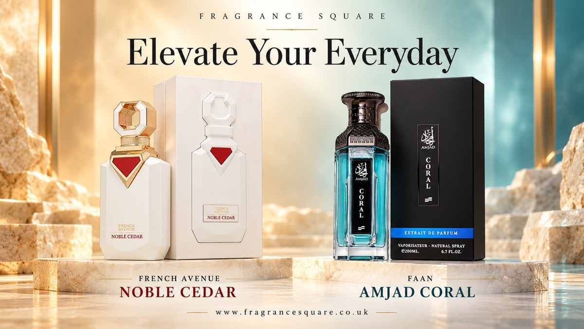 Fragrance Square: French Avenue Noble Cedar and FAAN Amjad Coral