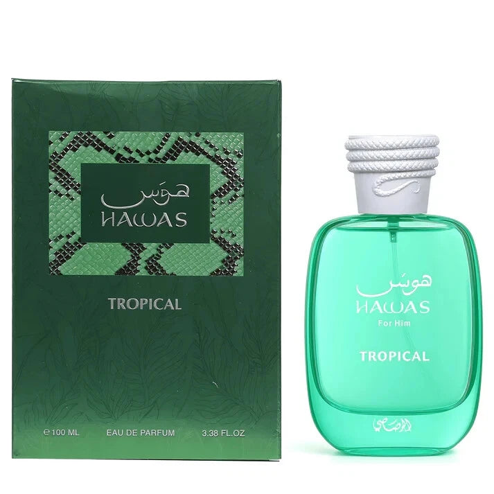 Rasasi Hawas for Him Tropical 100ml – Aromatic Green Eau de Parfum with Coconut