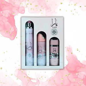 Yara | Gift Set | 100ml EDP | 50ml Hair Spray | 200ml Air Freshener | Lattafa